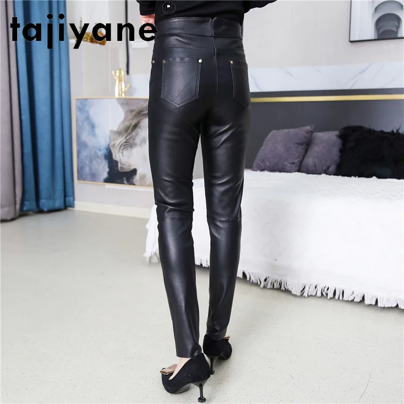 Брюки женские из натуральной овечьей кожи с завышенной талией|Брюки| |