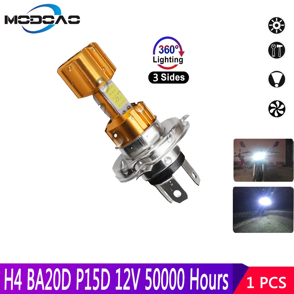 Мотоциклетные фары H4 BA20D COB 12 В светодиодные мотоциклетные дальний/ближний свет