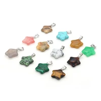 wholesale 25pcs natural semi precious stone agate jade rose quartz pentagram shape pendant necklace bracelet earring making gift