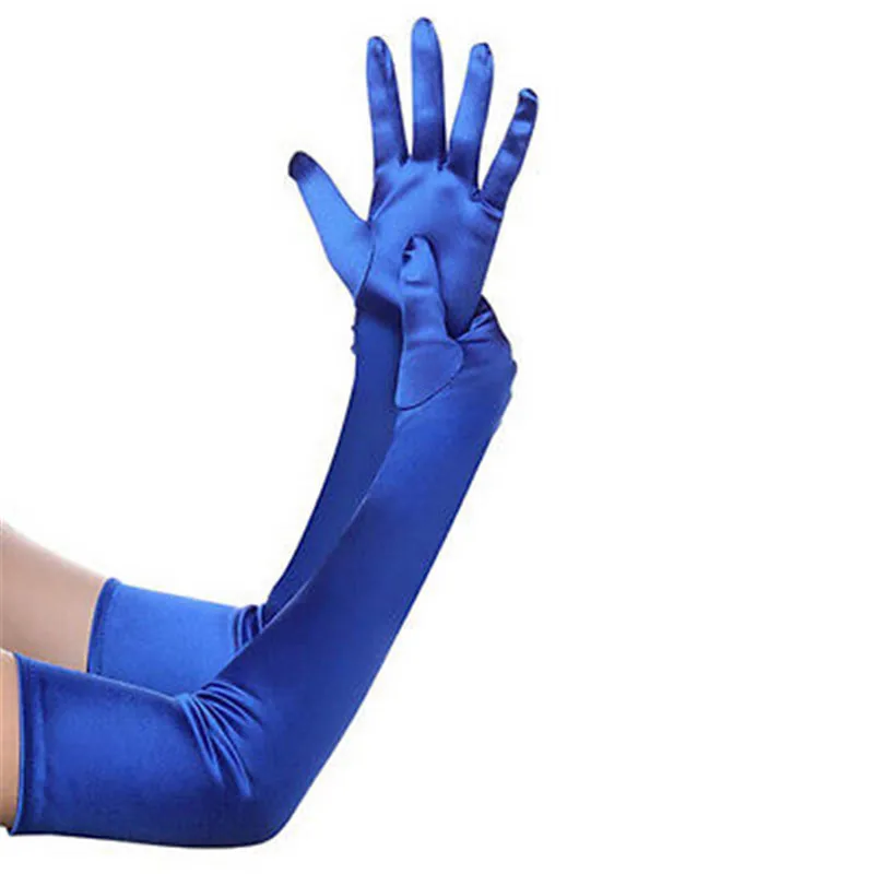 Fashion Stretch White Glove Long Gloves Black Red Elbow Length Women Dance Party Gloves Full Finger Guantes Boda