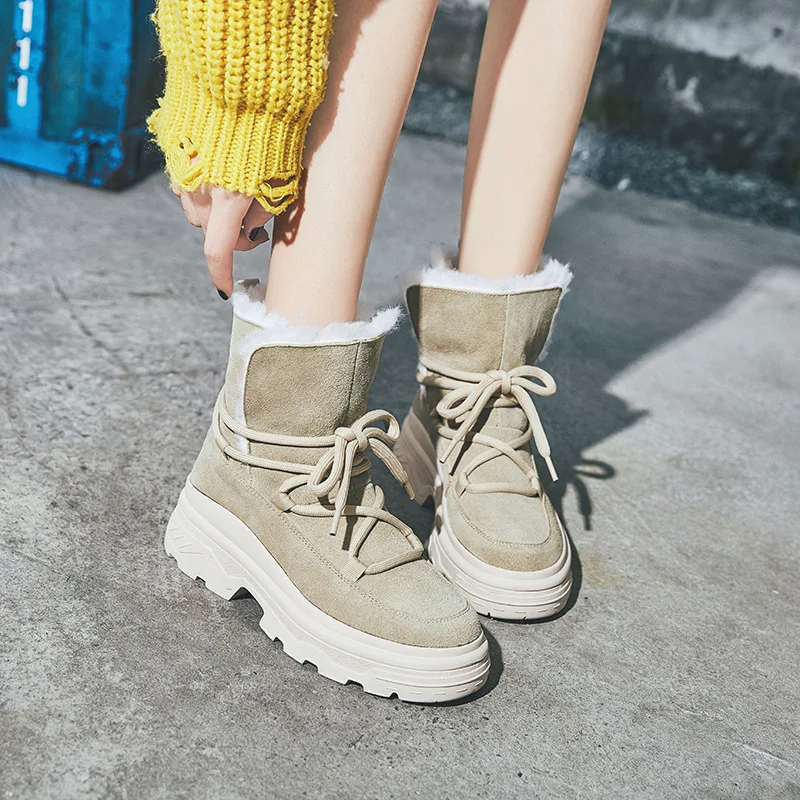 SWYIVY/обувь на танкетке из нубука женские зимние ботинки коллекция 2019 года Модные
