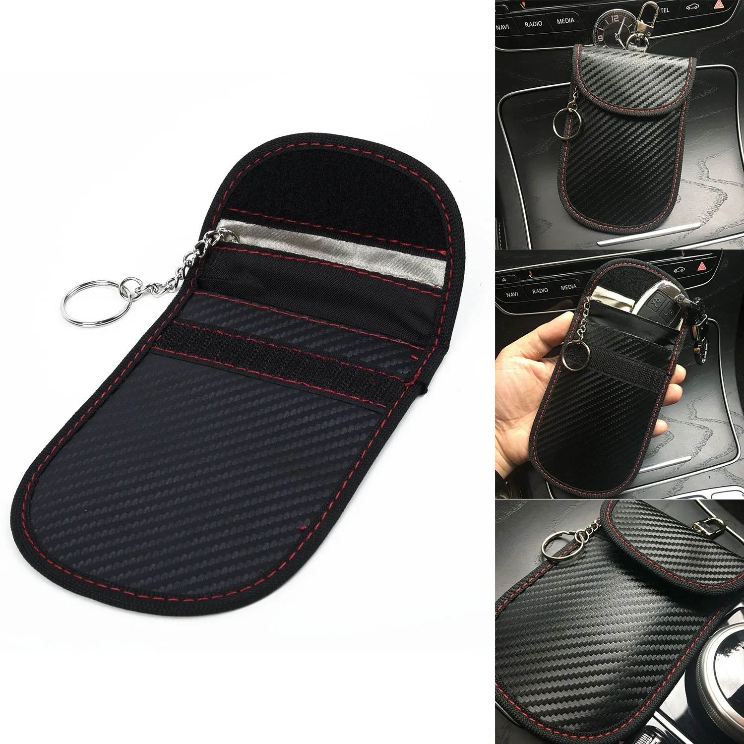 Signal RFID Car Key Cover Carbon Fiber Black WIFI LTE Shielding Pouch Bag | Автомобили и мотоциклы