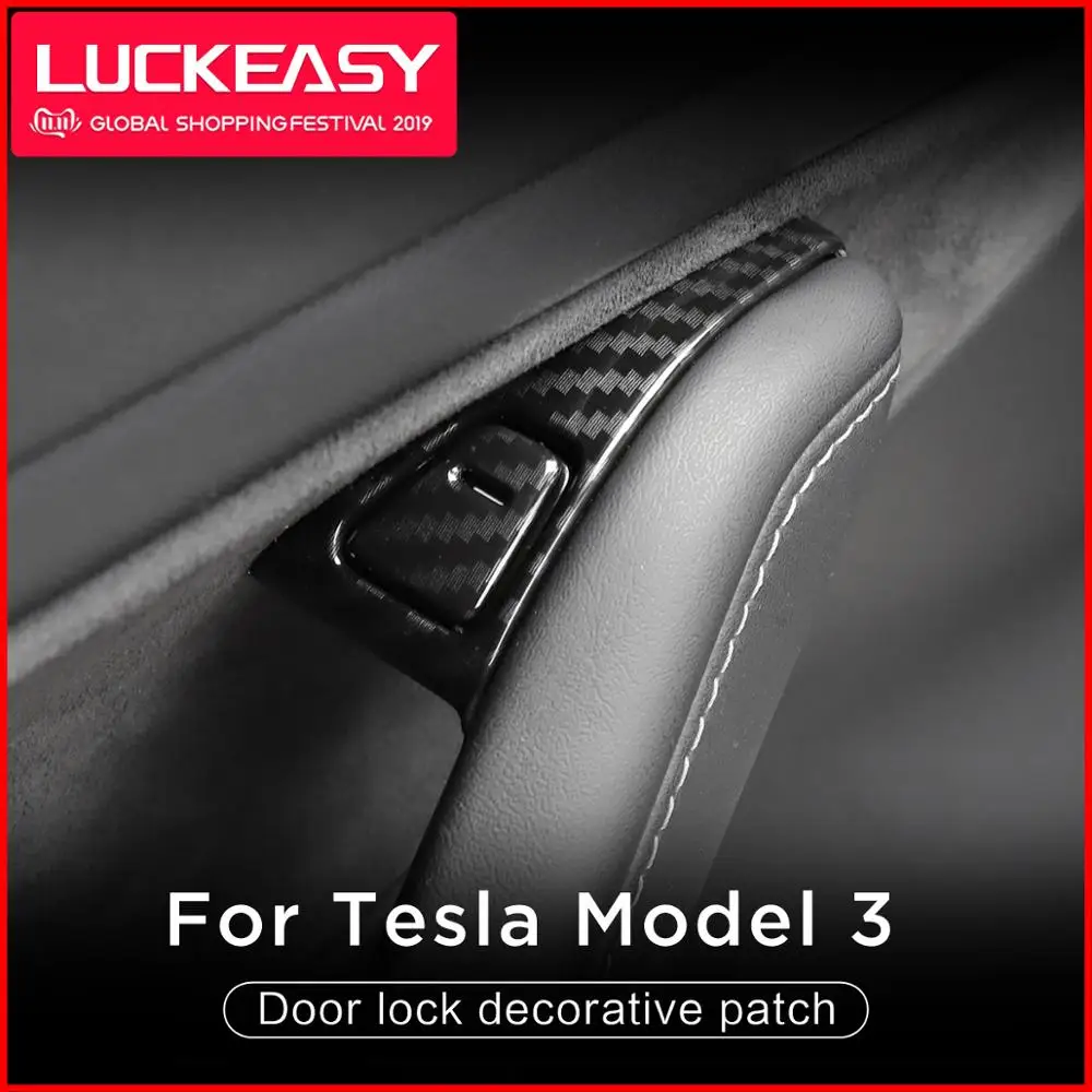 LUCKEASY для Tesla модель 3- Автомобильный Дверной замок декоративные/окна кнопки изменение ABS патч 14 шт./компл