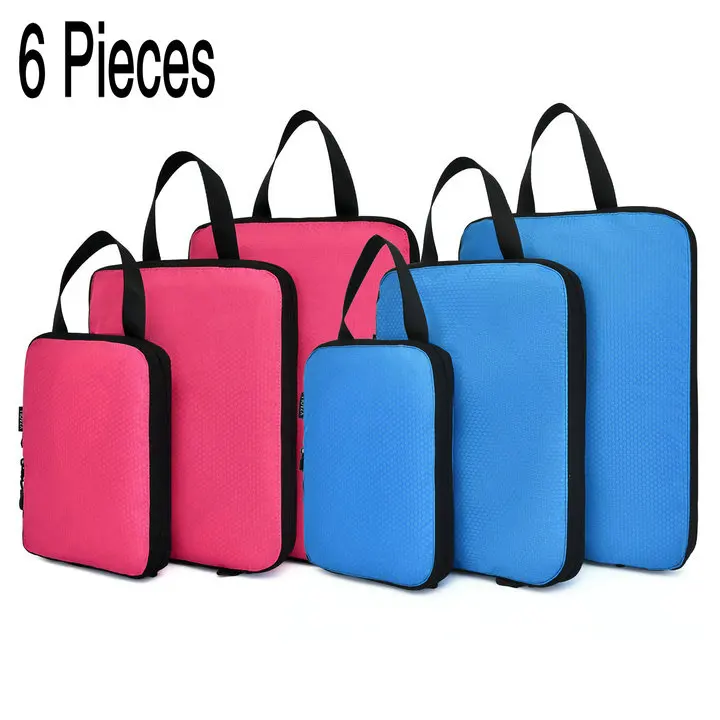 6pcs Rose and Blue Soperwillton компрессионные упаковочные кубики, набор косметических сумок, нейлоновая дорожная сумка для мужчин и женщин, органайзер для путешествий, аксессуары - Цвет: 6pcs Rose and Blue