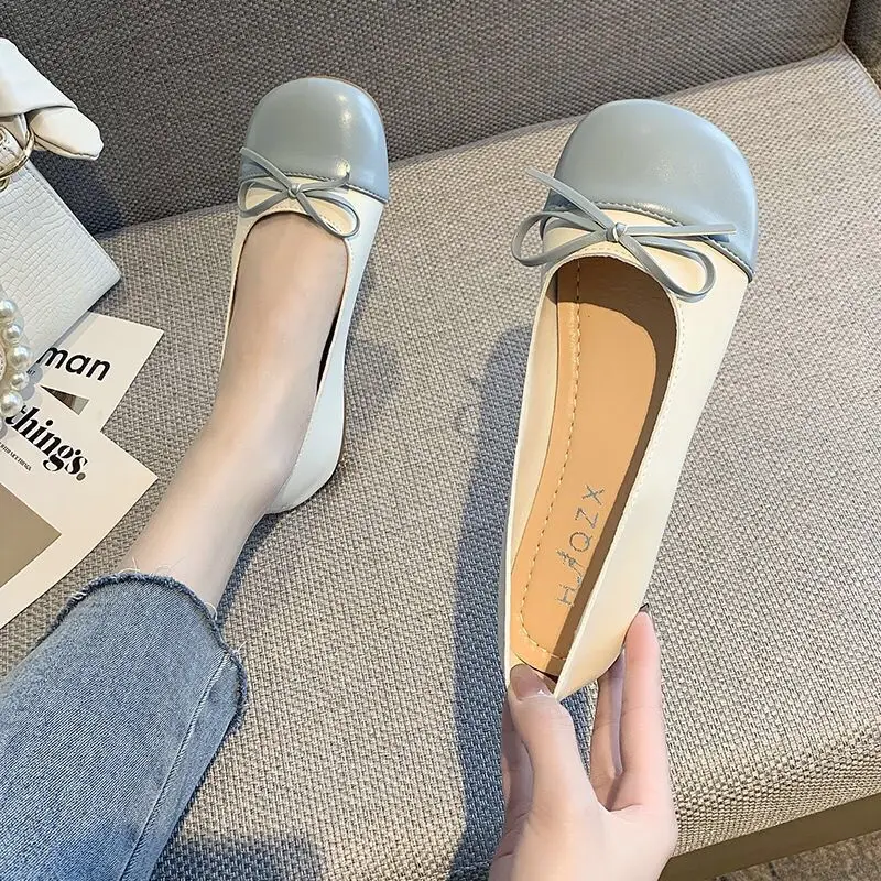 

Fashion brand luxury women's shoes leather pumps single shoes bowknot ballet shoes comfortable flat shoes women