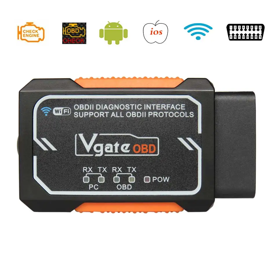Vgate WIFI OBD2 Scanner Elm327 V1.5 Car Diagnostic Tools For Android/iOS Elm 327 Bluetooth OBD 2 Diagnostic-Scanner PIC18F2480