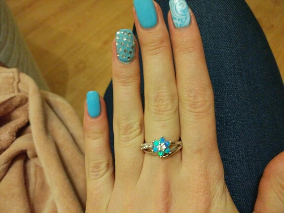 Синий/розовый/белый огненный опал кольца в форме цветов для девочек и женщин S11W |