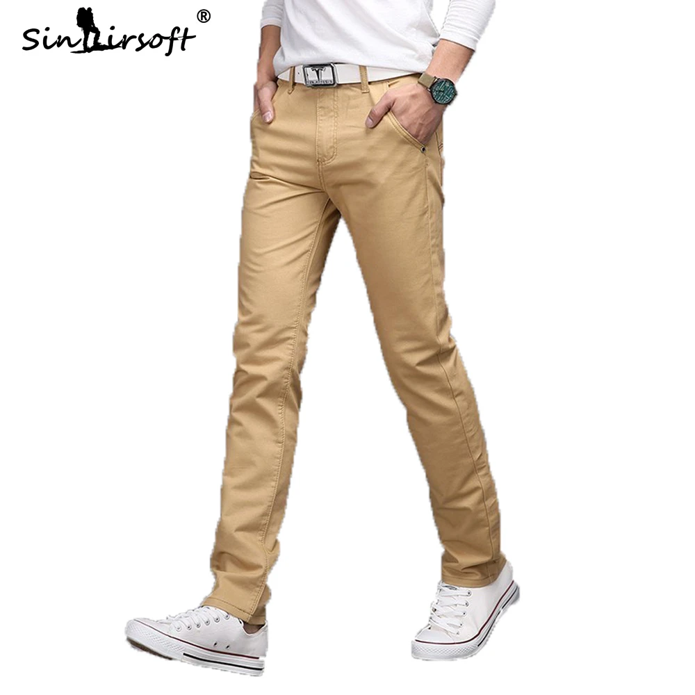 Новые мужские повседневные деловые брюки из эластичной ткани облегающие прямые