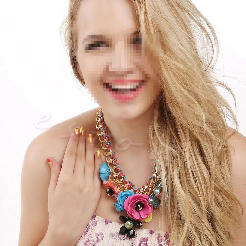 Красные модные хрустальные подвески в виде цветов массивное большое колье