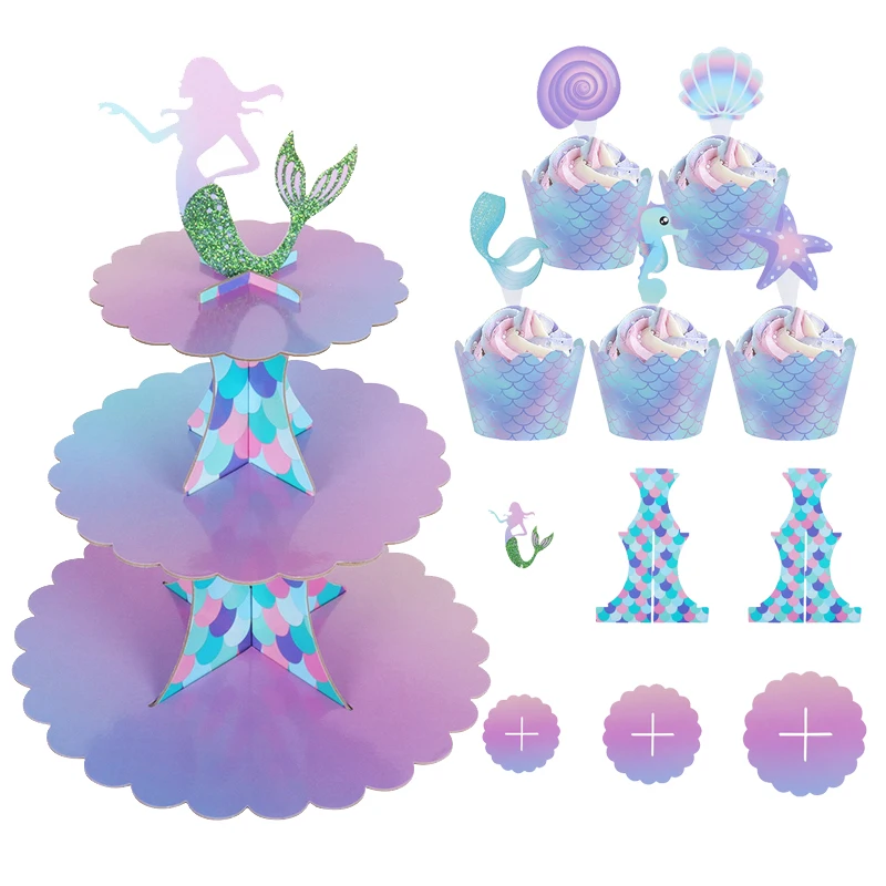 Принадлежности для вечеринок с маленькой русалочкой 3-уровневая бумажная