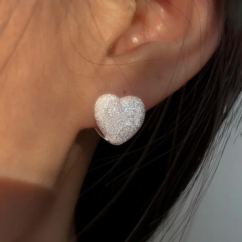 

Simple Matte Silver Heart Korean Mini 925 Sterling Silver Stud Earrings For Women Fashion Wedding Party Dainty Jewelry Gifts