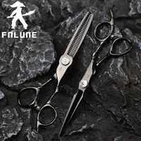 fnlune 9cr18mov red crocodile handle professional hair salon scissors cut barber haircut thinning shear hairdressing scissors