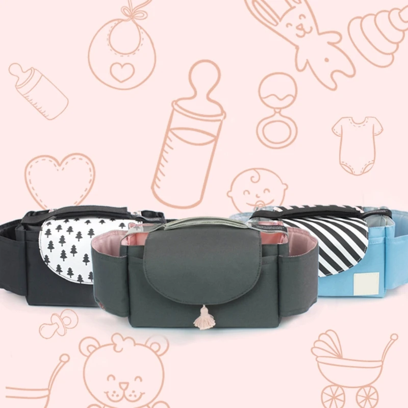 

J2FF Stroller Hanging Organizer Multifunctional Portable Mummy Bag for Milk Bottle Diaper Clothes Towels