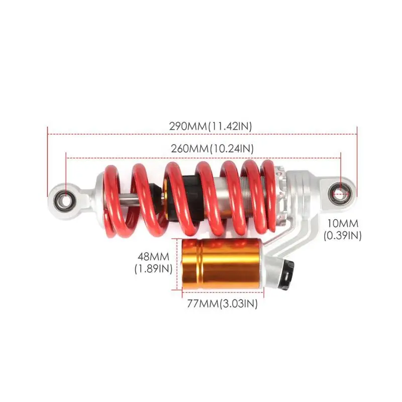 260 мм 10 мм демпфер Весна задняя подвеска скутер яма Байк мотоцикл для мотоциклов, квадроциклов воздушный амортизатор D40