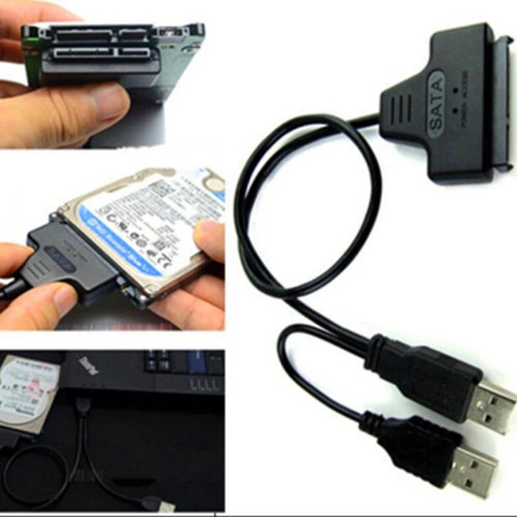 Кабель адаптер USB2.0 к SATA 22Pin с USB Sata кабелем питания для жесткого диска 2 5