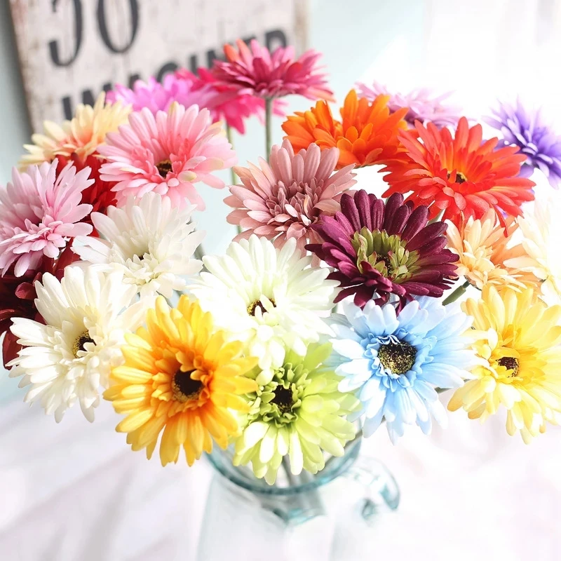 

23cm Artificial Gerbera Flower Branch Wire Home Garden Decoration Accessories Wedding Christmas Day Party Supplies