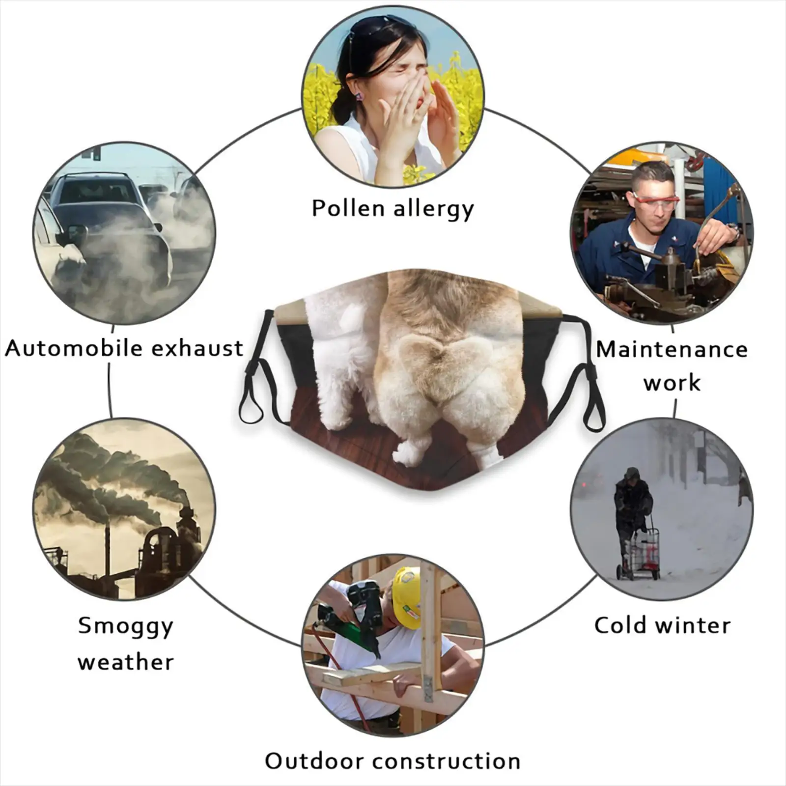 Маска воздушная с принтом забавной собаки для мужчин и женщин |