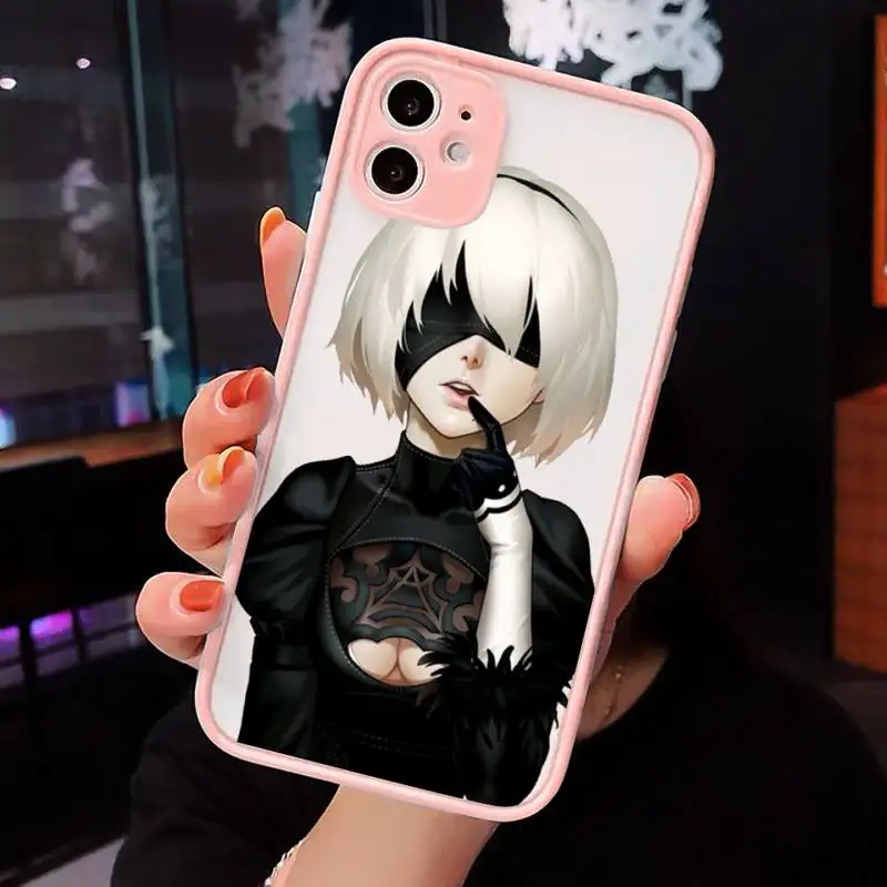 

Anime Nier Automata 2b Phone Case Matte Transparent for iPhone 7 8 11 12 s mini pro X XS XR MAX Plus cover funda
