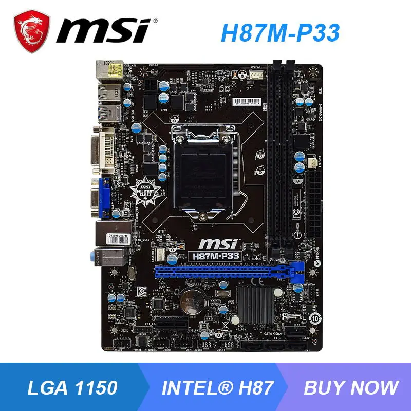 

MSI H87M-P33 LGA 1150 Intel H87 Desktop PC Motherboard DDR3 32GB PCI-E 3.0 4×SATA3 2×USB3.0 Micro ATX Xeon E3 Core i3 i5 i7 Cpus