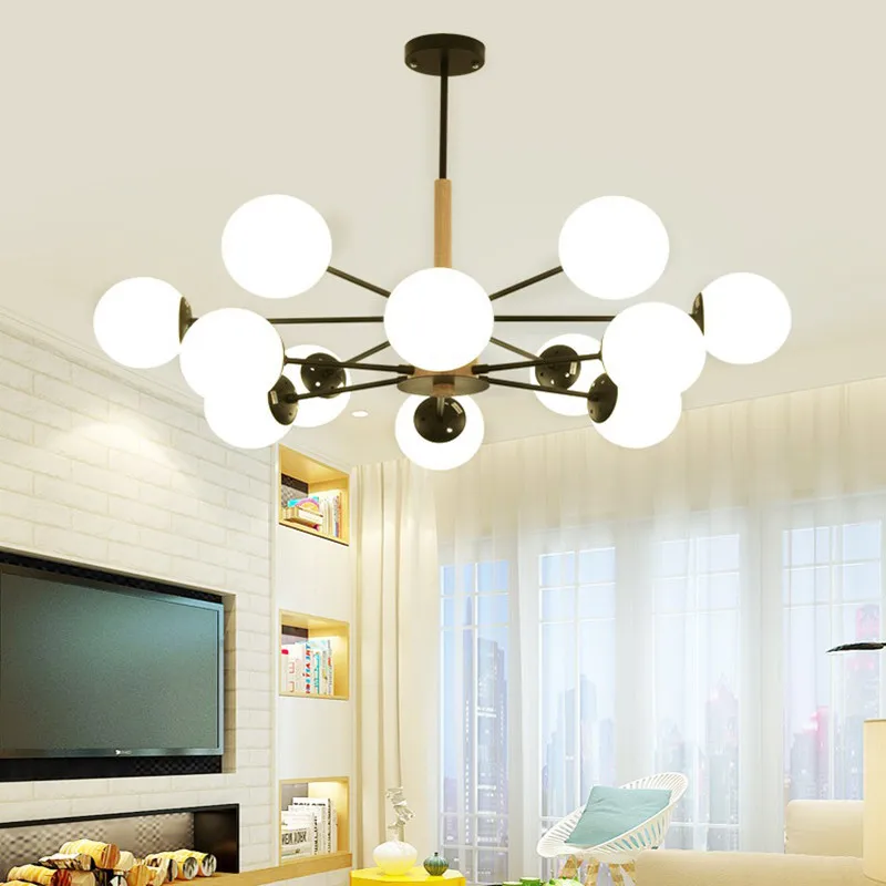 Nodic деревянная люстра индустриальный Лофт deco стекло пузыри Спальня гостиной