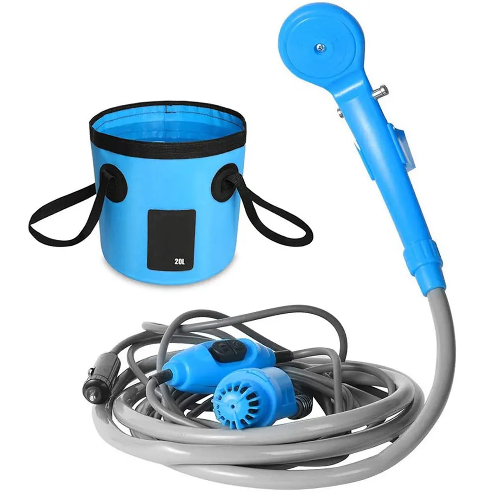 

Camping Shower 12V Electric Outdoor Shower Water Bag Kit For Travel Hiking Flowering Plants Car Washing Portable Car Washer