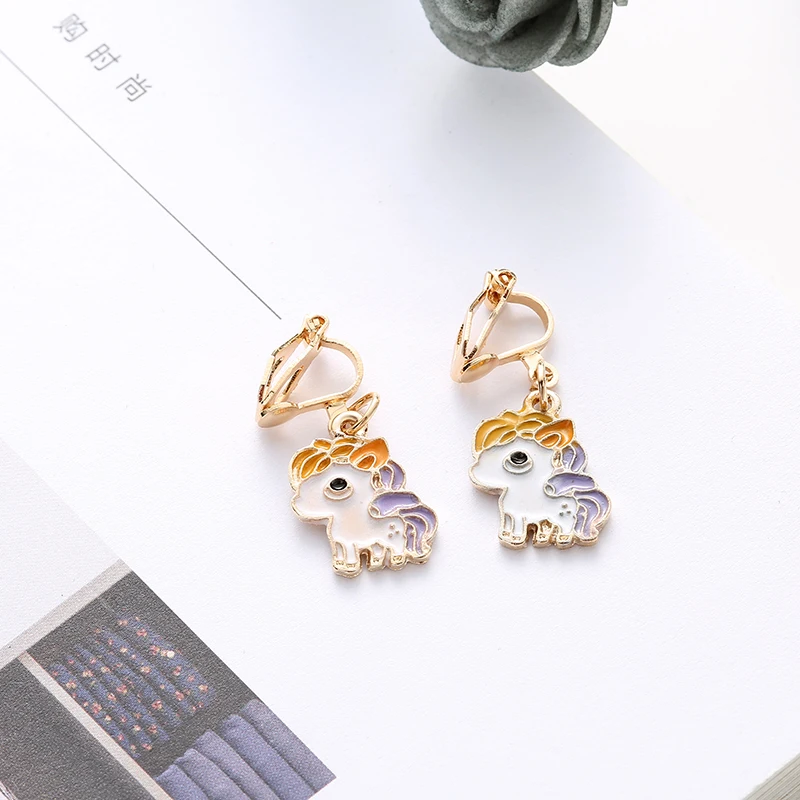 Серьги клипсы JUNWEISPIN2019 в Корейском стиле с фруктовым единорогом для девочек