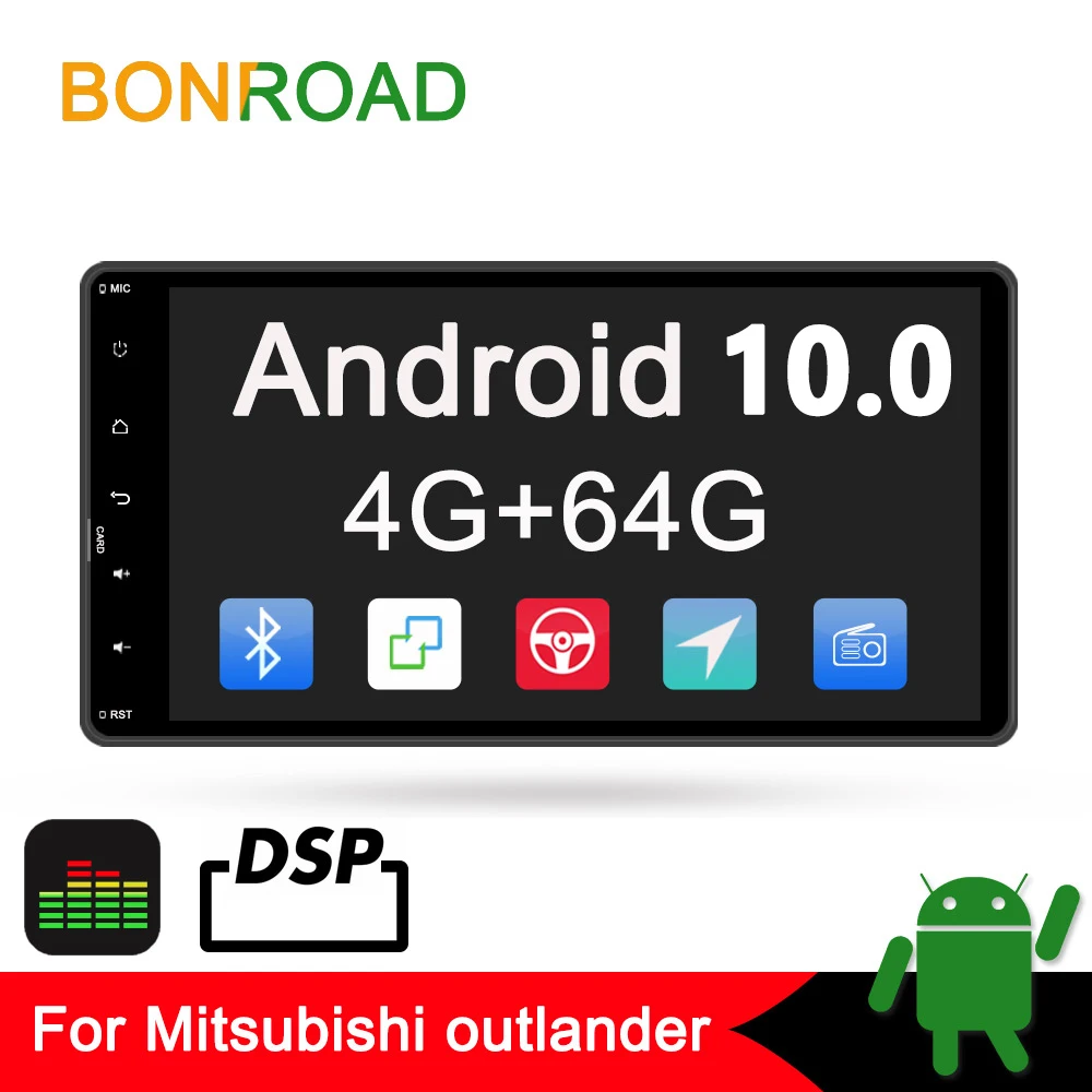 Автомобильный мультимедийный плеер Bonroad 2din Android 10 0 для outlander 3 lancer asx 2012 14 GPS