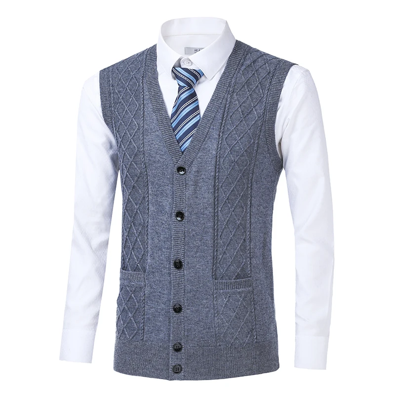 Высококачественный мужской свитер кардиган осенний модный с узором в виде