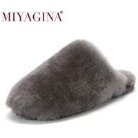 top brand natural sheepskin fur slippers fashion winter women indoor slippers warm wool home slippers lady casual house shoes
