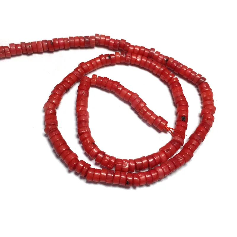 Бусины кораллового цвета из натурального камня цилиндрической формы свободные
