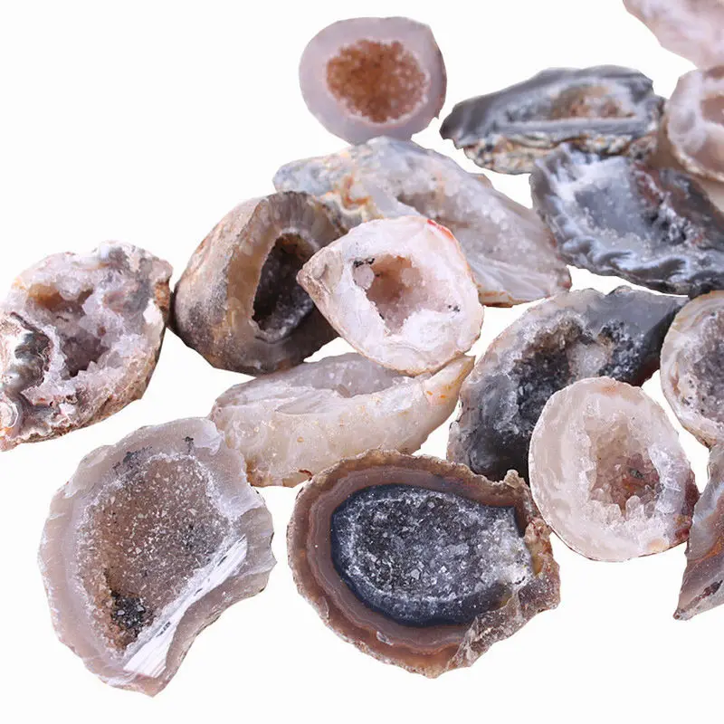 Натуральные Geodes срез камня натуральные кристаллы Halves лечебный камень для