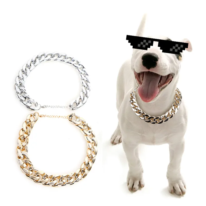 

Small Dog Snack Chain Teddy French Bulldog Necklace Silvery/Golden Pet Accessories Dogs Collar