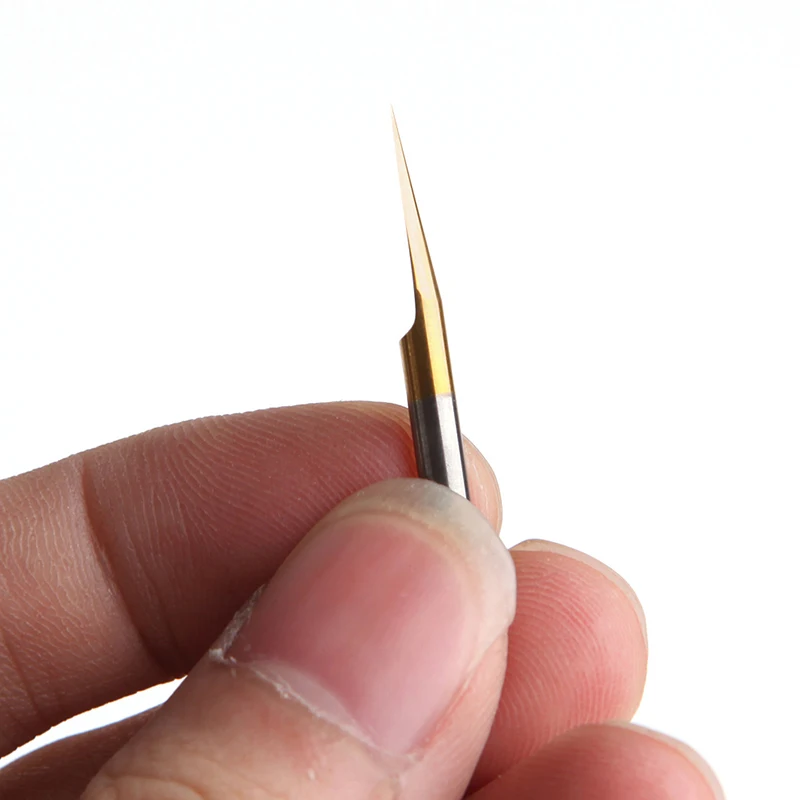 

2021 New 10Pcs/Set Titanium Coated Carbide PCB Engraving 15 0.1mm Bit Router Tools