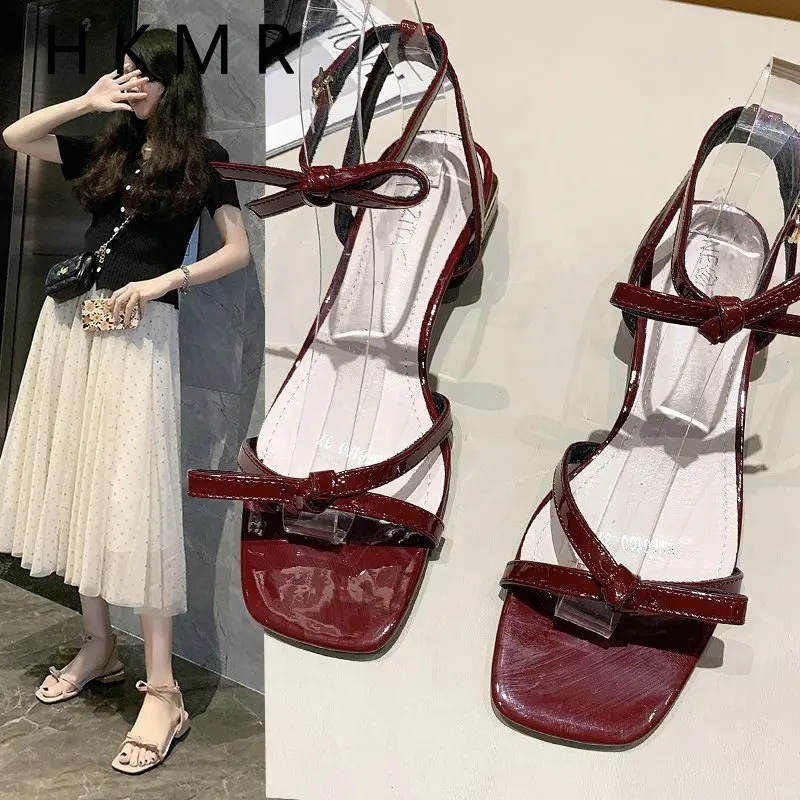 

Новинка 2021, женская обувь, сандалии, летняя модная обувь на толстом каблуке, сандалии с бантом, женская модная обувь, популярные женские санд...