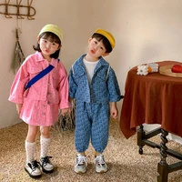 2021 autumn new kids clothes girls sets denim coat and skirt 2pcs fashion boys denim suit korean children set