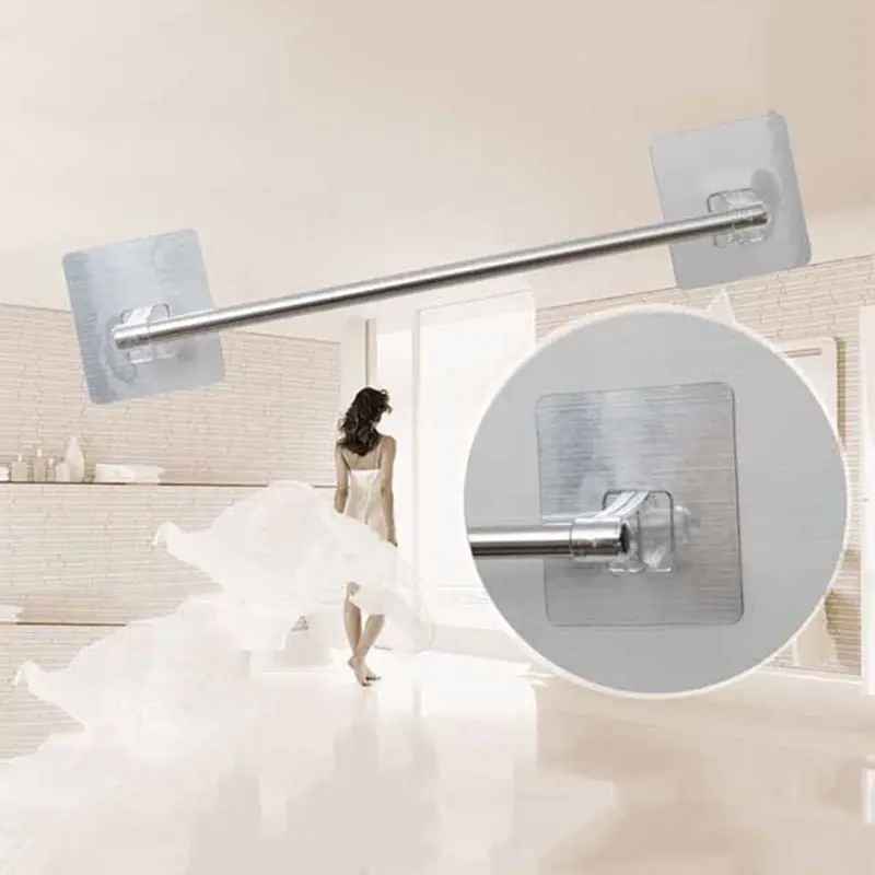 

Stainless Steel Bath Towel Holder Wall Mounted Hanger Single Rod Towel Rack