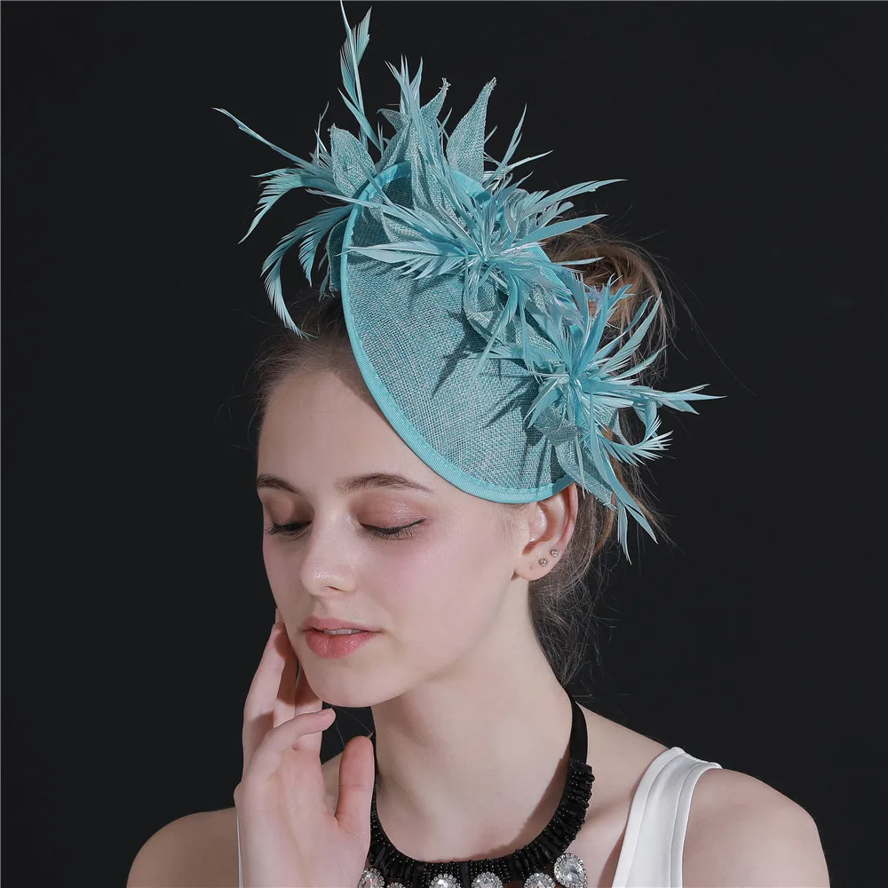 

Lady Chic Headband Beautiful Design Cocktail Headpiece Bridal Wedding Headwear Women Church Fedora Female Sinamay Hat