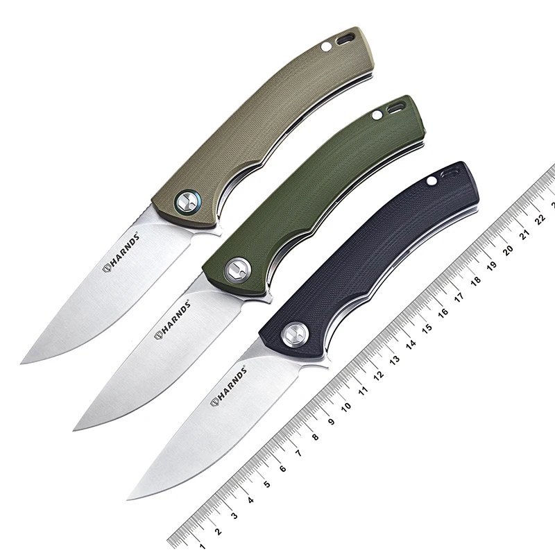 

Harnds Talisman Hunting Folding Knife Sandvik 14C28N Steel Blade Pocket Knife with G10 Handle Camping Knife with Pocket Clip