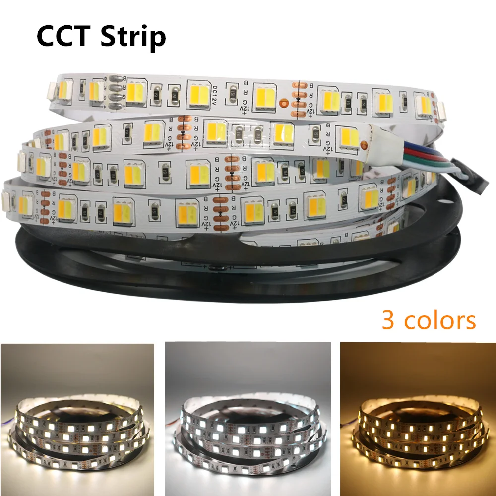 Высокая яркость SMD 5050 5 м CCT RGB Светодиодная лента светильник IP20No