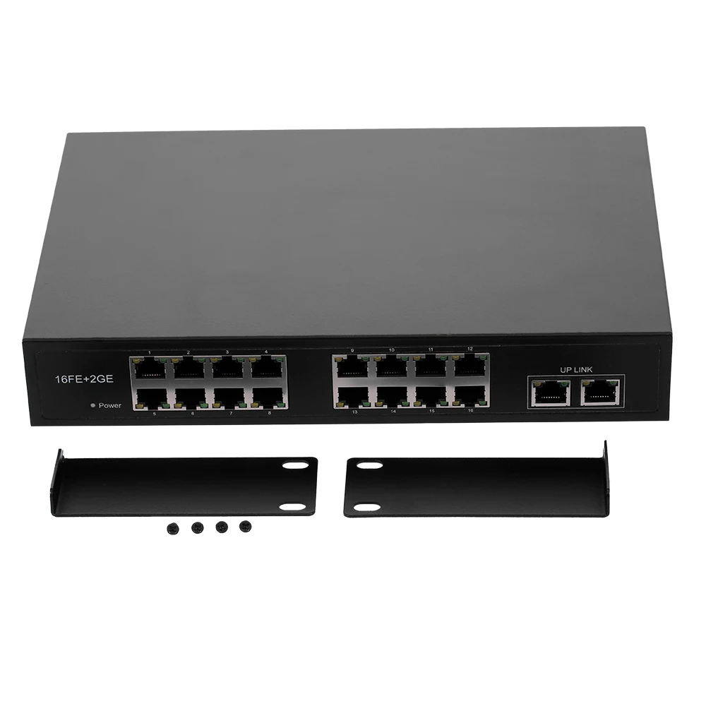 ZWD 16 + 2BZQN 16FE 2GE POE коммутатор с портами 2 гигабитных Uplink стандарт IEEE 802.3af питания для