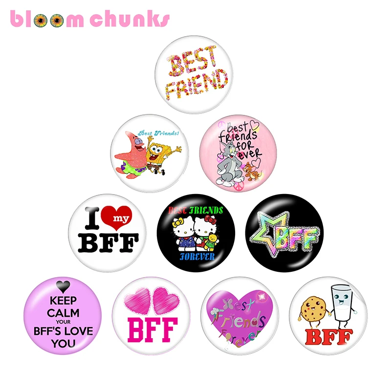 

BBF BEST FRIEND 12mm/18mm/20mm/25mm Round glass cabochon flat back Making snap button jewelry S2666