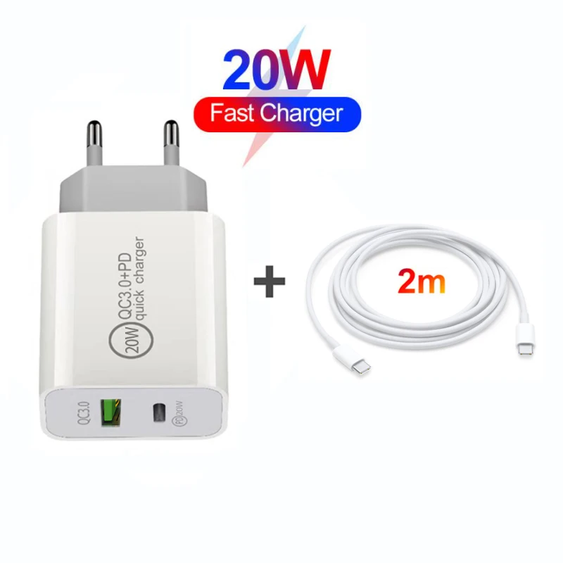 

20W 30W Dual Port Quick Charger 3.0 USB Type C PD Power For iPhone 12 Pro Max X Xs 8 Xiaomi Fast Charging Travel Wall Charger