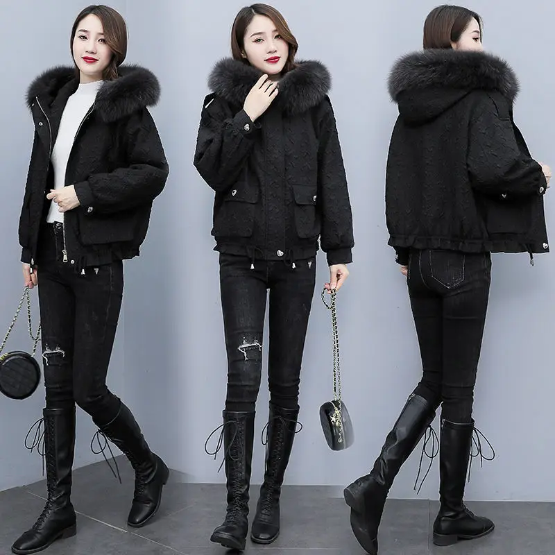 Thicker Pie Overcomes Women 2021 New Winter Clothes Temperament  Western Style And Velvet Short Printed Cotton Jacket Female A28