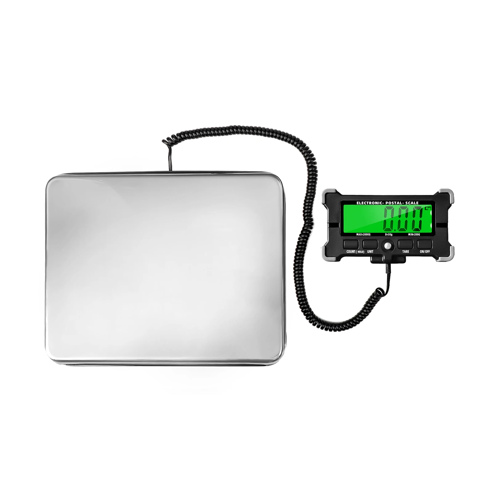 

440Lbs Electronic Postal Scale 0.05kg Precision Integrated Stainless Steel Digital Scale with LCD Backlight Display Scales