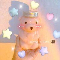 cute cartoon bear plastic water cup children outdoor sports portable large capacity water cup girl heart water bottles