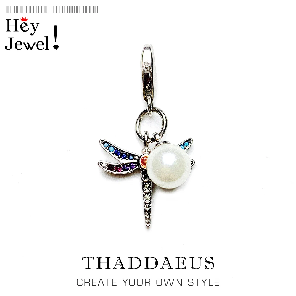 

925 Sterling Silver Dragonfly Pearl Charm 2020 Summer Fashion Jewelry Fit Bracelet Paradise Jewelry Women Tropical-inspired Gift