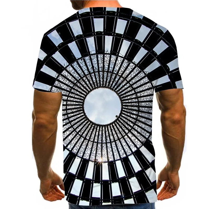 

Men Graphic T Shirts Round Neck 3D Print Short Sleeve Daily Tops Psychedelic Black Tees