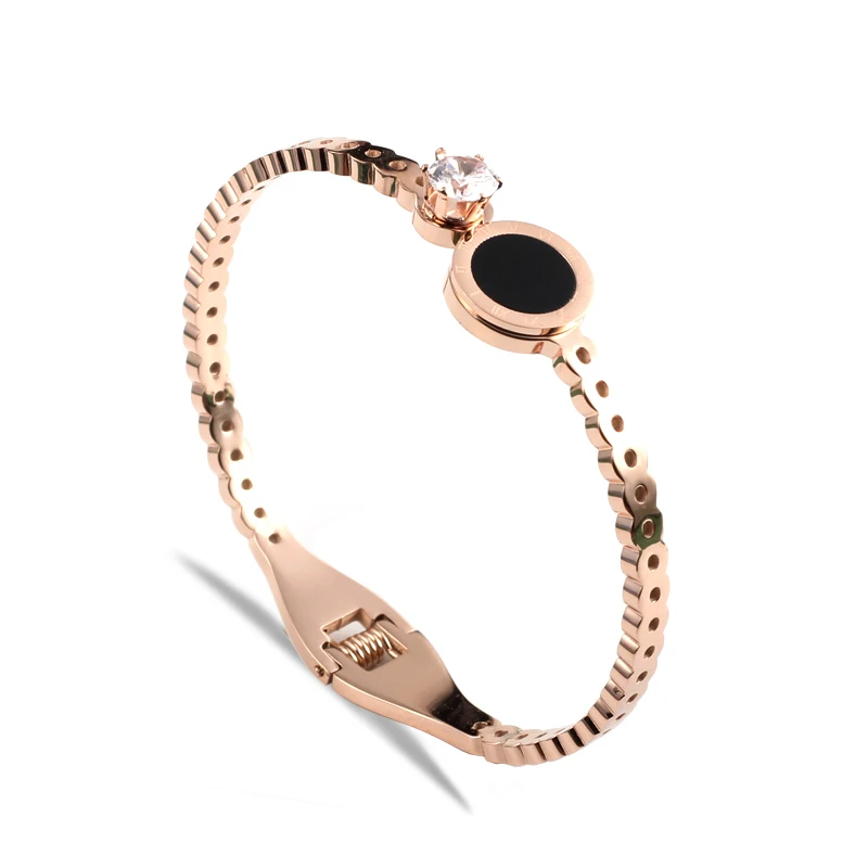 URSJEWELRY розовый золотой браслет на запястье браслеты для женщин сделаны из нержавеющей стали 316L гипоаллергенные римские ювелирные изделия с цифрами - Metal Color: rose gold 59