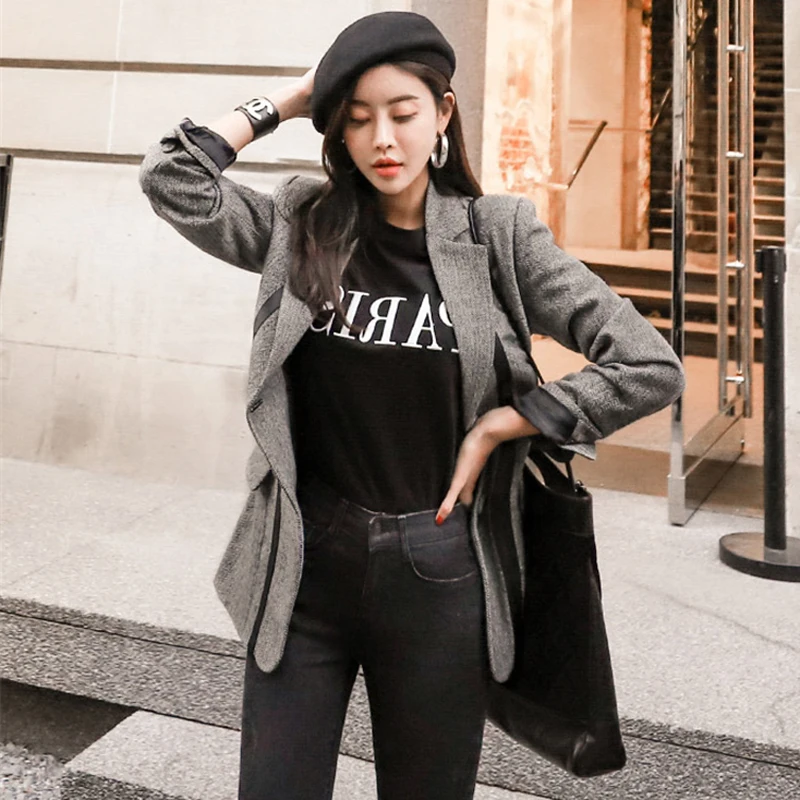 Женский блейзер с поясом BGTEEVER винтажный из искусственной кожи отложным