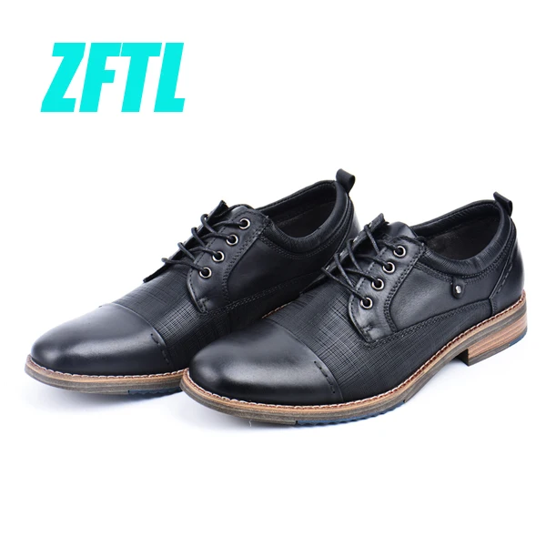 black dress shoes ZFTL/Мужские модельные туфли деловая мужская обувь мужская деловая обувь из натуральной кожи на шнуровке в британском ретро-стиле; сезон весна-осень; 048 - Цвет: black dress shoes